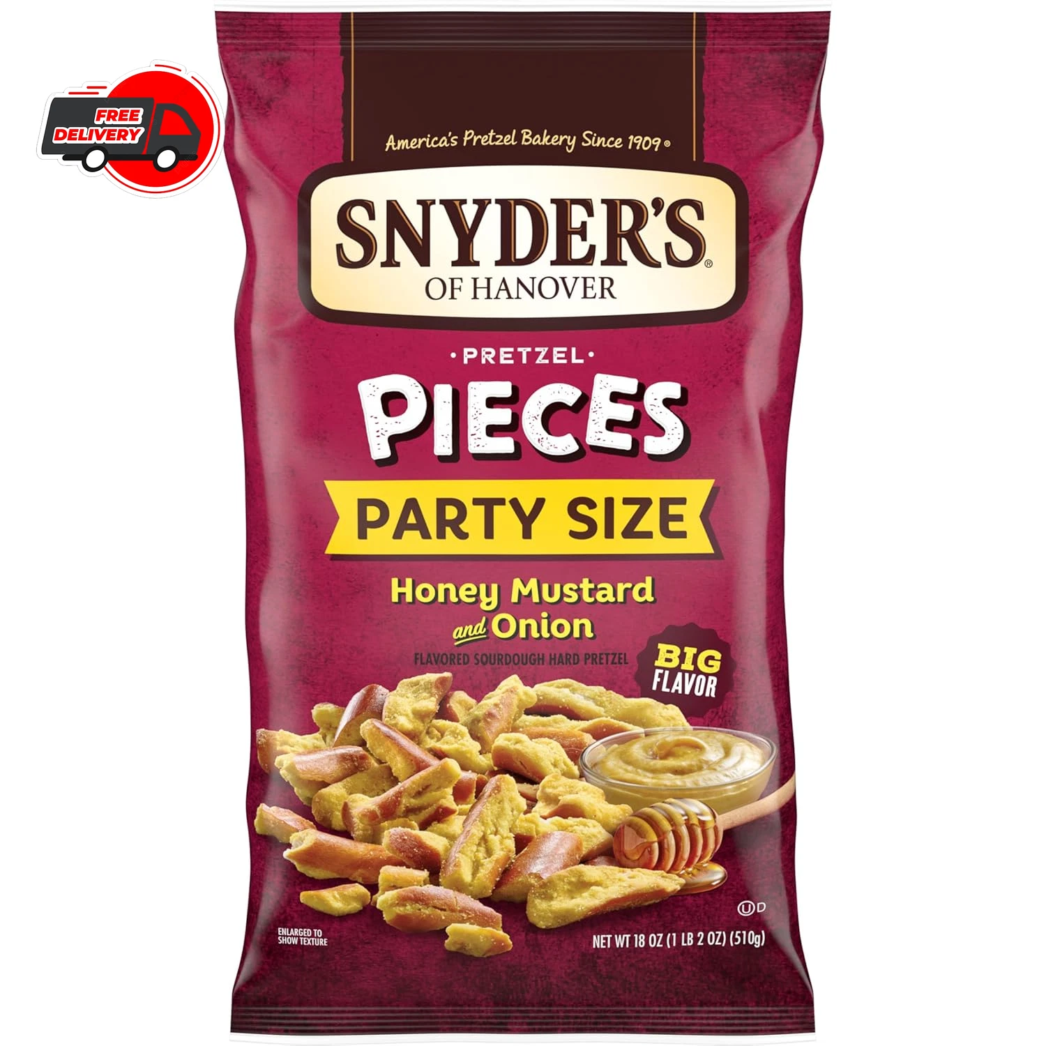 Snyder's of Hanover Pretzel Pieces, Honey Mustard and Onion, Party Size 18 oz